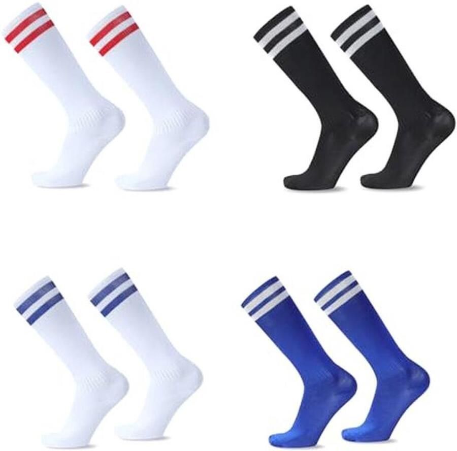 Voetbalsokken voor Kinderen 4 Paar Lange Sportsokken voor Voetbal Basketbal en Hardlopen )