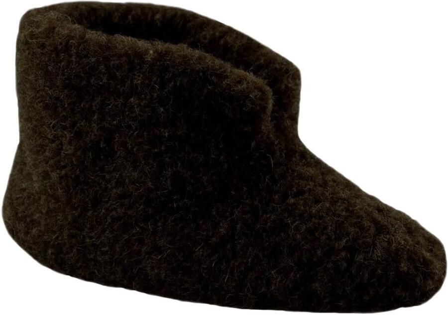 Voetwarmer pantoffels 100% schapenwol bruin