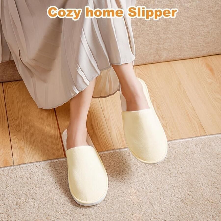 Vouwbare en Wasbare Slippers voor Hotel en Thuis Antislip Badslippers in Beige Maat L XL