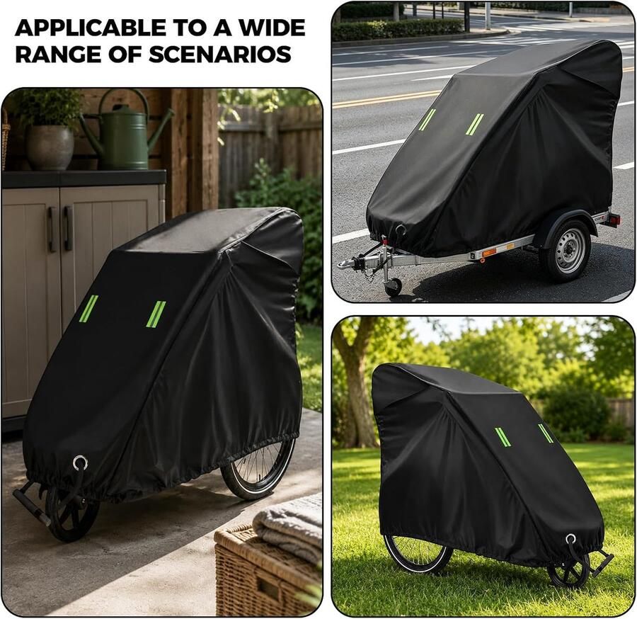 Vouwhoes voor fietsaanhanger uv-bescherming aanhanger winddicht regenbestendig Esoes 420D Oxford met PU-coating universele fietskar afdekking voor fietsaanhanger hondenaanhanger
