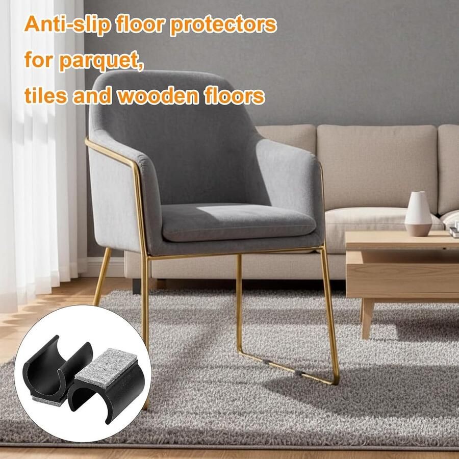 Vrijdragers 32 stuks diameter 25 mm klemschaalglijders vilt U-vormige viltglijders voor schommelstoelen geluidsreducerende vloerbescherming voor parket tegels houten vloeren