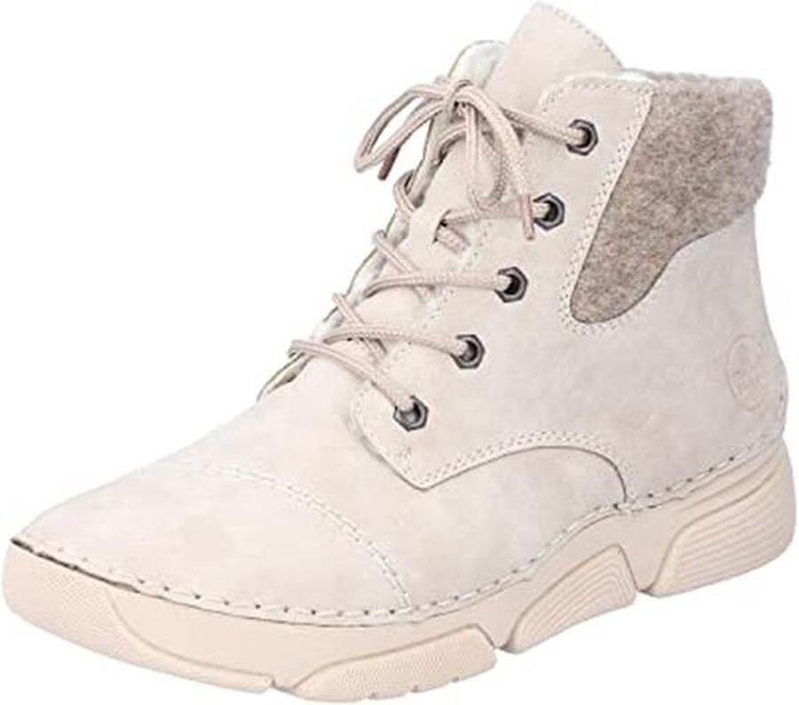 Vrouwelijke Lace-up Boots in Licht Beige met Bruine Schacht