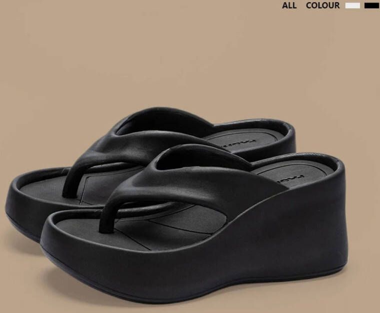 Vrouwen Clip Teen Wedge Slippers 2025 Zomer Chunky Platform Strand Sandalen met Dikke Zool Hoge Hakken Eva Slippers en Slides Dames Zomerschoenen Platform Sandalen Wedge Slippers