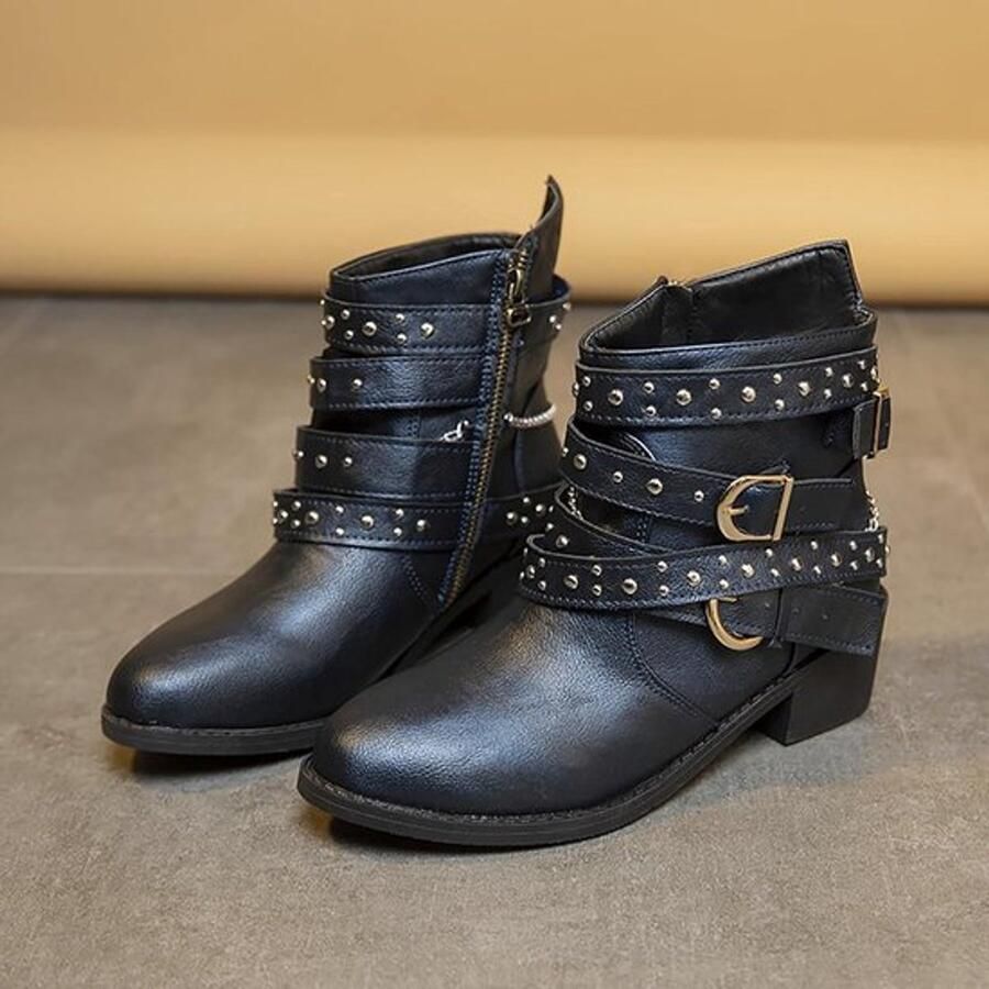 Vrouwen enkellaarzen Mode Lage blok hakken Kant ritssluiting Klassiek comfort Winter uk tot 8uk