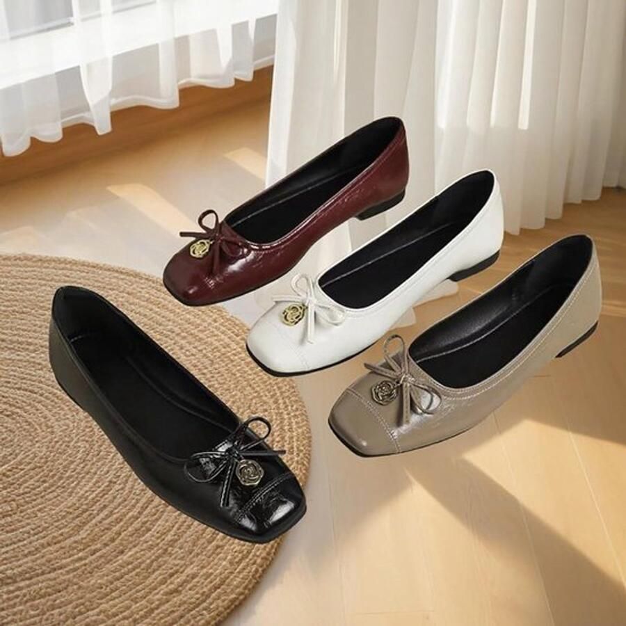 Vrouwen Flats Comfortabel Zwart Mary Jane Slip On Dressy Geschikt voor Vrouwen Zwarte Ballet Flats voor Vrouwen Vierkante Teen Mary Jane Schoenen Comfortabele Dressy Vrouwen Ballet Flats Strik Slip Op Schoenen