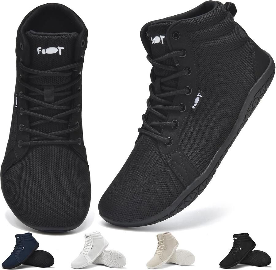 Vrouwen hi-top sneaker lichtgewicht ademend breed wandelen nulhak