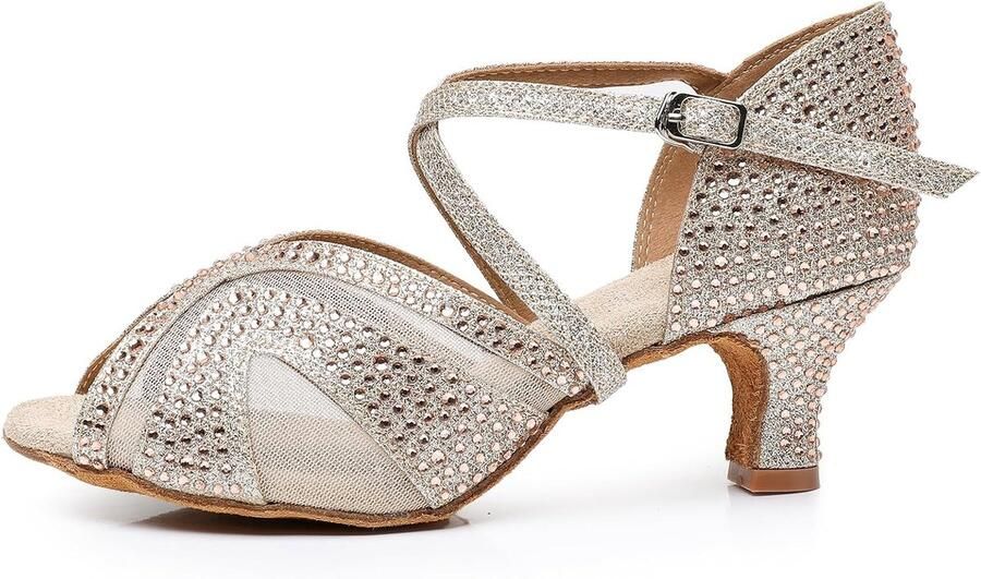 Vrouwen Latin Dance Schoenen Ballroom Salsa Performance Strass Dansschoenen Bruiloft Party 5 Hak