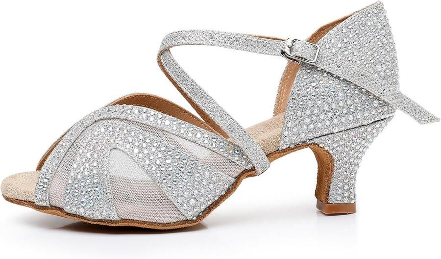 Vrouwen Latin Dance Schoenen Ballroom Salsa Performance Strass Dansschoenen Bruiloft Party 5 Hak