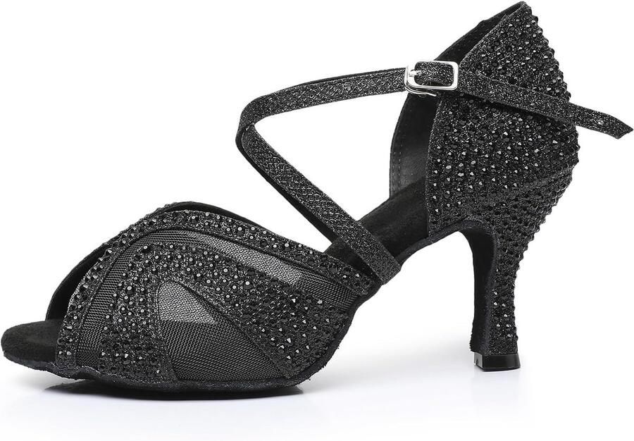 Vrouwen Latin Dance Schoenen Ballroom Salsa Performance Strass Dansschoenen Bruiloft Party 5 Hak