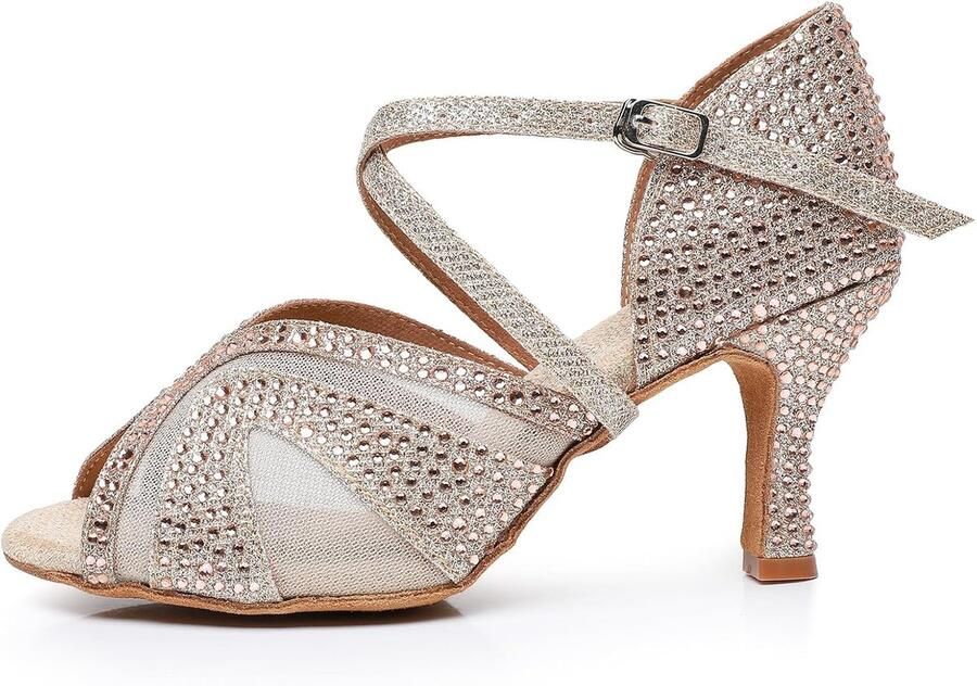 Vrouwen Latin Dance Schoenen Ballroom Salsa Performance Strass Dansschoenen Bruiloft Party 5 Hak