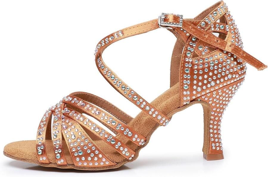 Vrouwen Latin Dance Strass Schoenen Zachte Bodem Moderne Pole Dance Ballroom Dance Bruiloft Schoenen 5 Hoge Hak Latijnse Schoenen voor Meisjes Dames