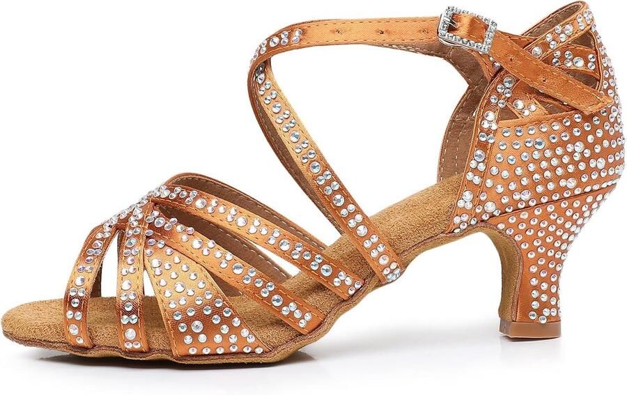Vrouwen Latin Dance Strass Schoenen Zachte Bodem Moderne Pole Dance Ballroom Dance Bruiloft Schoenen 5 Hoge Hak Latijnse Schoenen voor Meisjes Dames