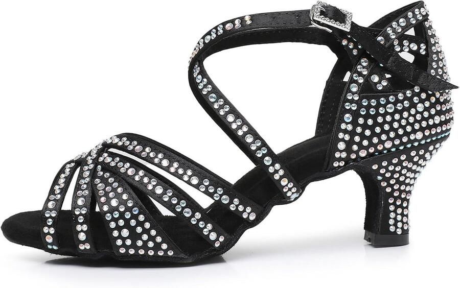 Vrouwen Latin Dance Strass Schoenen Zachte Bodem Moderne Pole Dance Ballroom Dance Bruiloft Schoenen 5 Hoge Hak Latijnse Schoenen voor Meisjes Dames