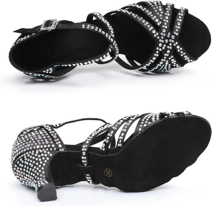 Vrouwen Latin Dance Strass Schoenen Zachte Bodem Moderne Pole Dance Ballroom Dance Bruiloft Schoenen 5 Hoge Hak Latijnse Schoenen voor Meisjes Dames