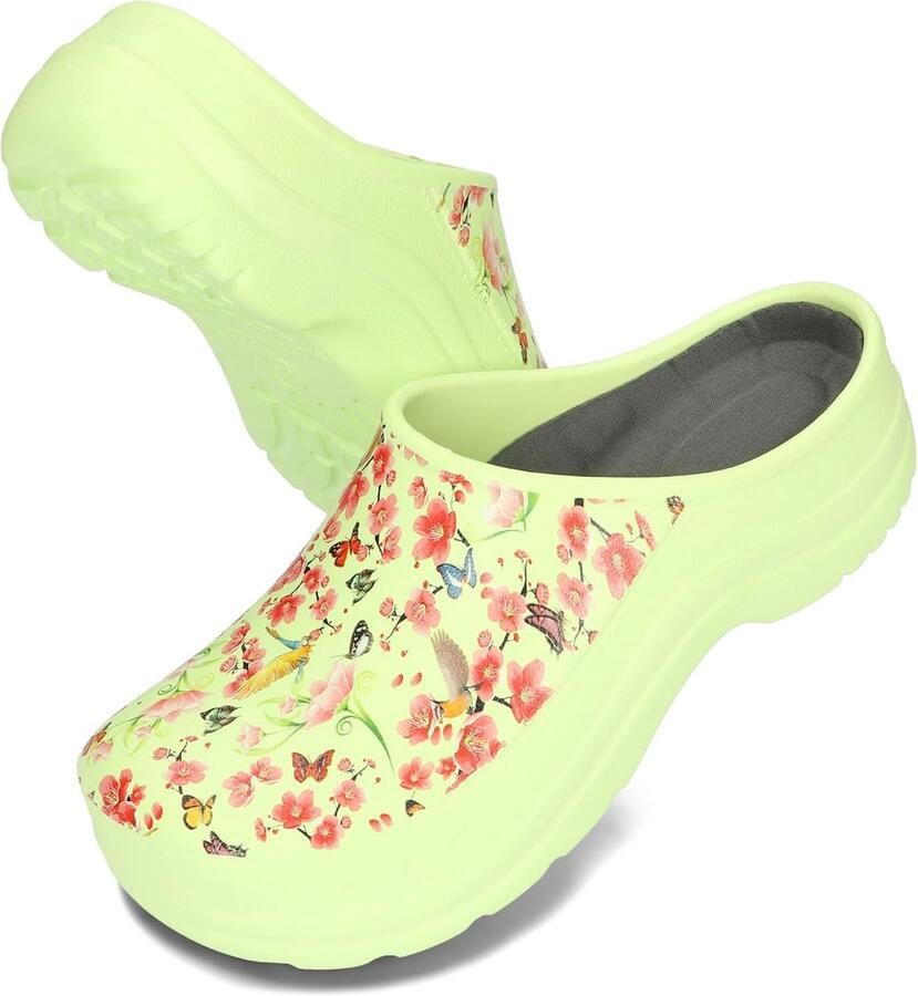 nen Eva Klompen Comfortabele Ultralichte Tuin Schoenen met Moro of Bloe print 36-46