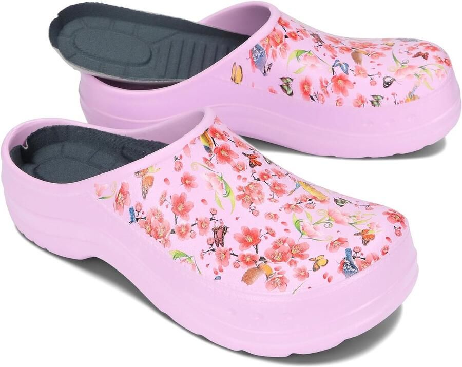 nen Eva Klompen Comfortabele Ultralichte Tuin Schoenen met Moro of Bloe print 36-46