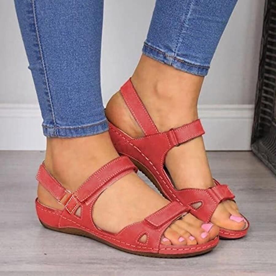 Vrouwen Orthopedische Sandalen Rood Open Teen - Foto 1