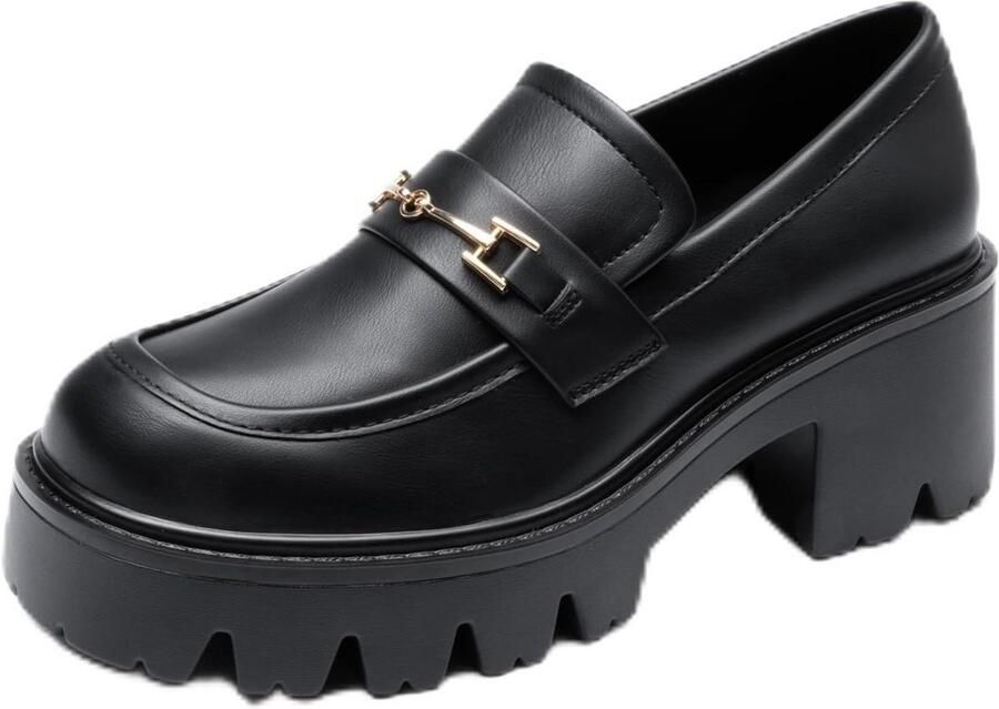 Vrouwen Platform Loafers Chunky Hak Slip-On Lugs Zool Vintage Stijl