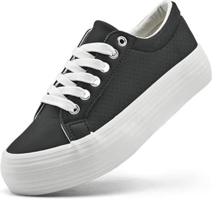 Vrouwen Platform Sneakers Chunky Mode Sneakers in PU Leder Casual Laagschoen met Veters