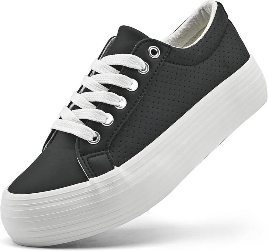 Vrouwen Platform Sneakers Chunky Mode Sneakers in PU Leder Casual Laagschoen met Veters