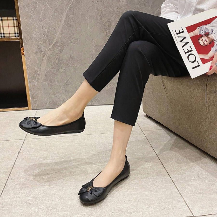 Vrouwen Platte Pumps Dames Dolly Ballet Ballerina Werk Smart Office Comfort Schoenen Zwart