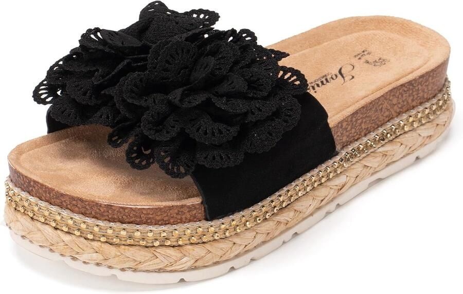 Vrouwen Sandalen met Bloemen Espadrilles Dames Zomer Elegante Muiltjes Slippers voor Thuis Zwembad Strand