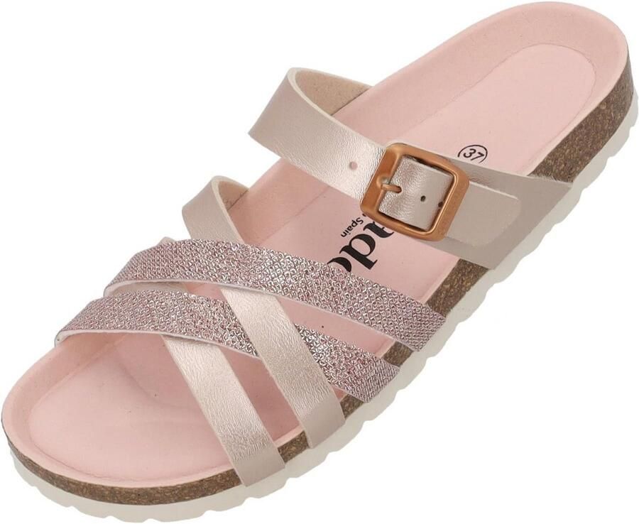 Vrouwen Sandalen met Gesp en Voetbed van Natuurlijke Kurk Comfortabele Slippers met Zool van Fijn Suede