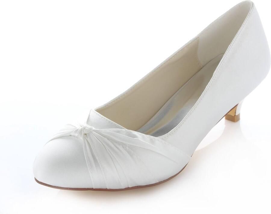 Vrouwen Satijn Kitten Heel Gesloten Teen Pumps