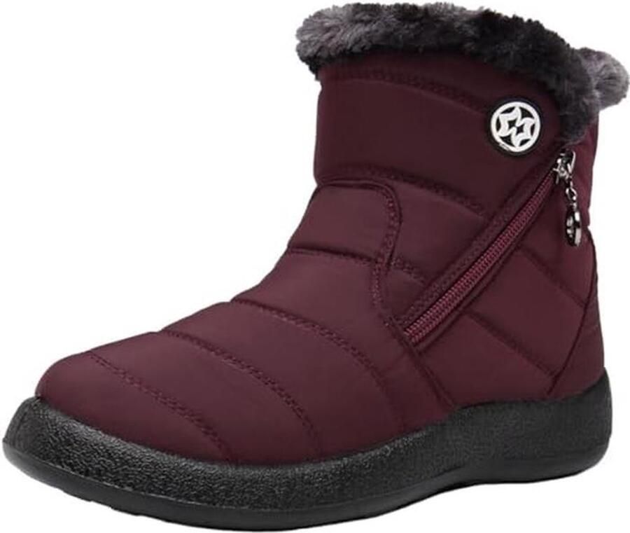 Vrouwen Winter Snowboots met Bontvoering Waterdichte en Antislip Enkellaarsjes voor Buiten