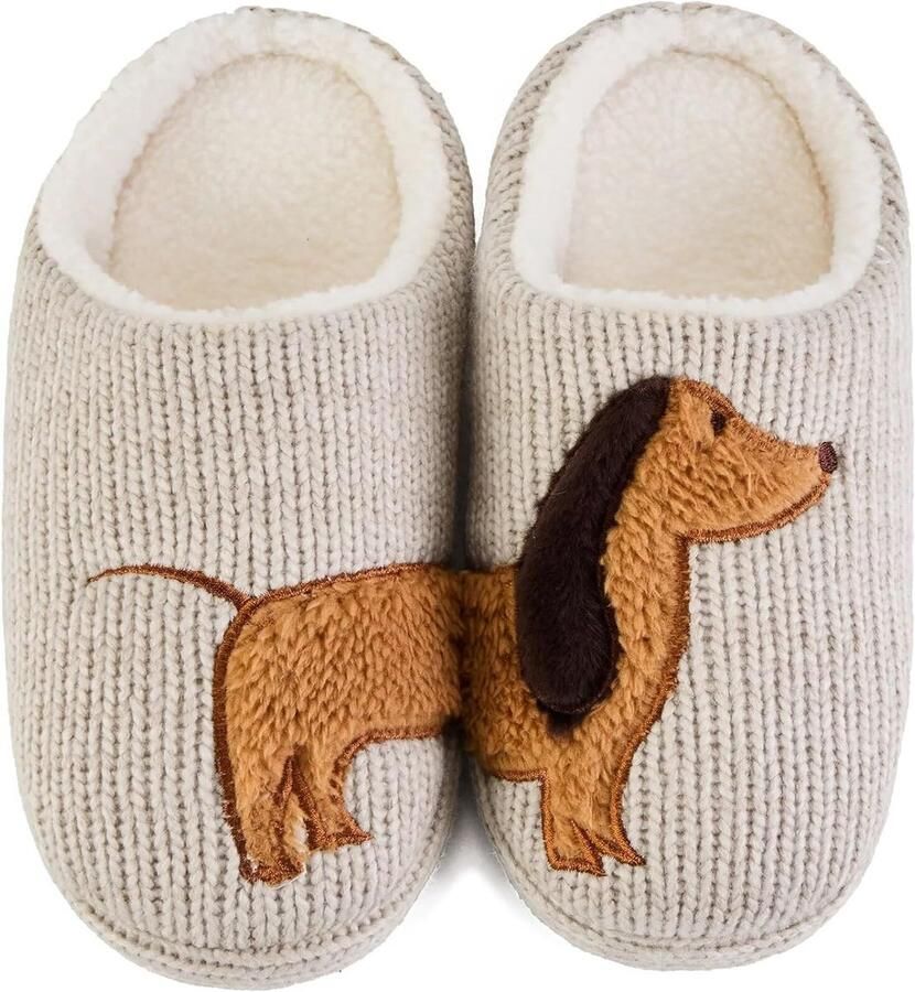 Vrouwen Winter Warm Pluche Huis Slippers Dier Print Cartoon Thuis Leuke Sliders