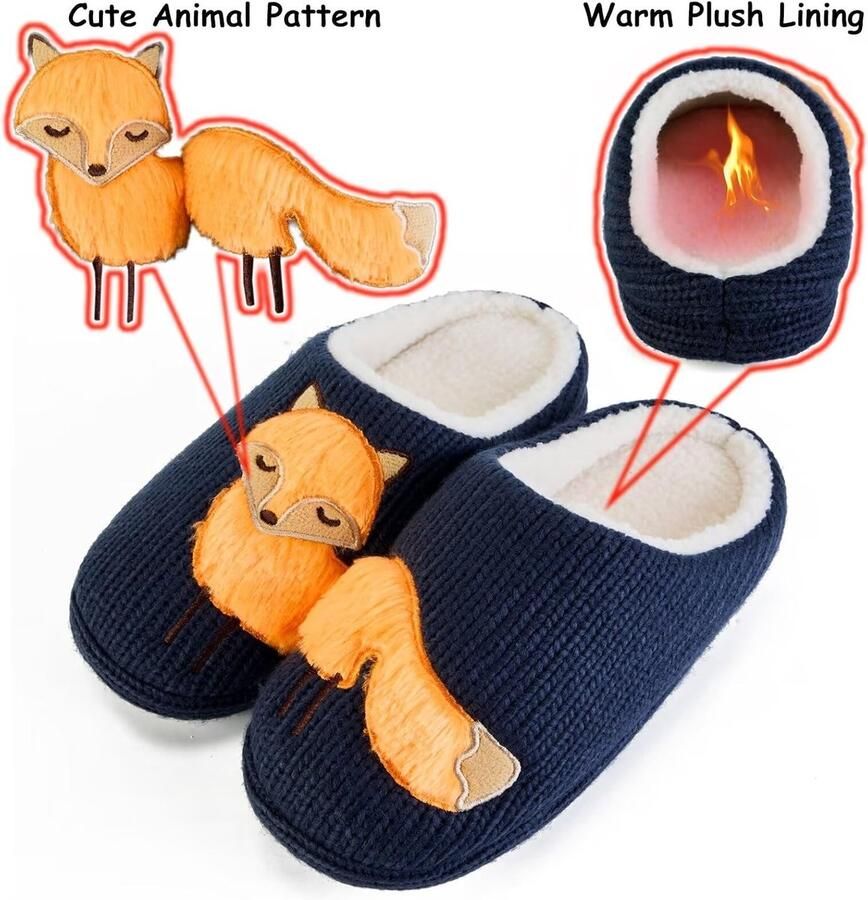 Vrouwen Winter Warm Pluche Huis Slippers Dier Print Cartoon Thuis Leuke Sliders