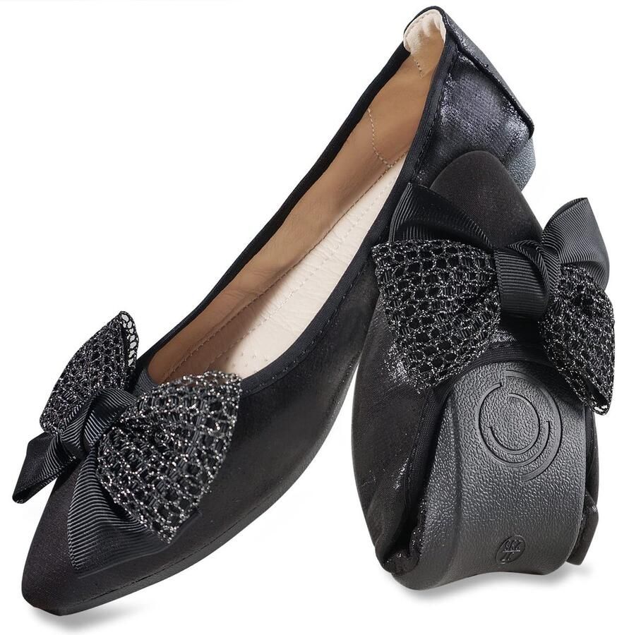 VT Goods Ballerina's Dames Comfortabel en Sprankelend Casual Instapper Puntige Neus met Strik Ideaal voor Bruiloft Geklede Platte Schoenen