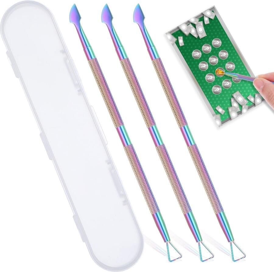 Allecto Lotto Scratch Tools 3 Stuks Handig Opbergdoos Scraper en Spatula Perfect voor Lotto Tickets Regenboog
