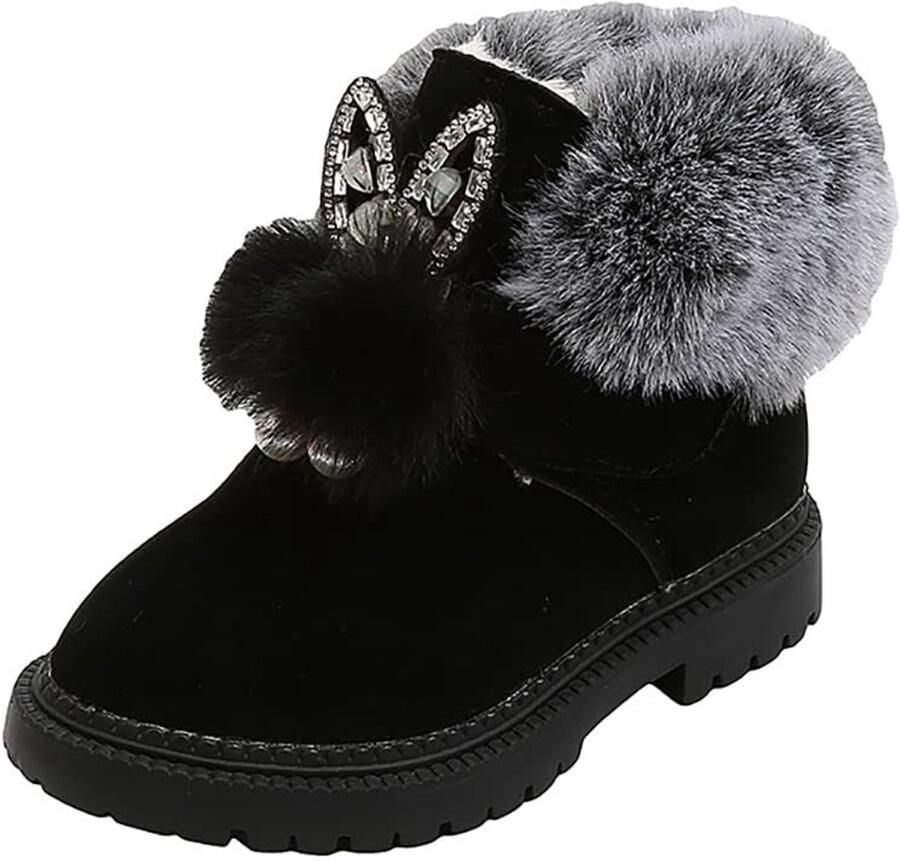 VT Goods Winter Laarzen Konijnenlaarzen voor Meisjes Zwart Casual en Gekleed Peuters en Kids Mode Laarzen