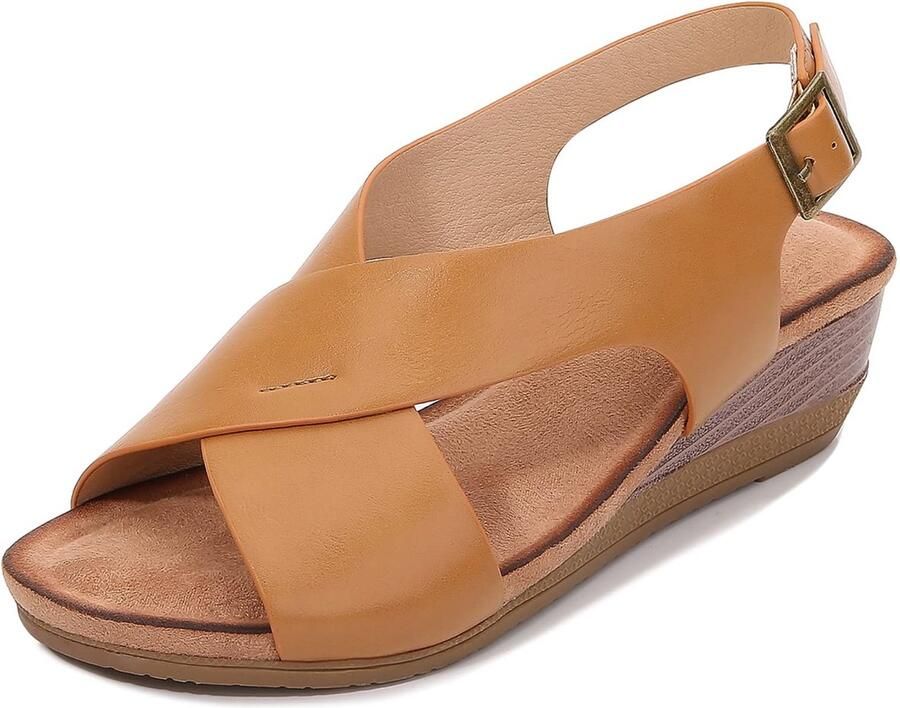 Vt s Dames Schoenen Zomersandalen Sleehak Bruin Open Teen Casual en Elegante Sandalen voor Dames