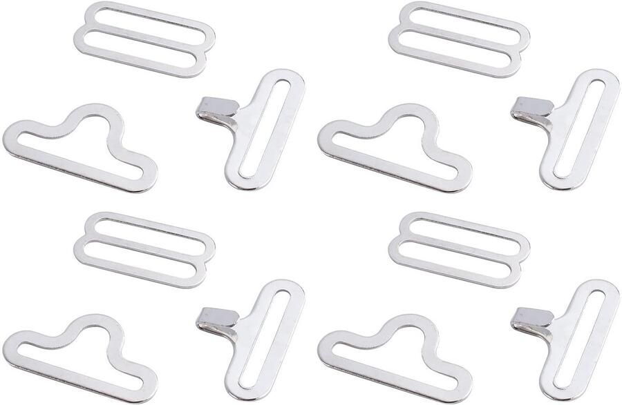 Allecto Geplateerde vliegengesp 50 sets vliegenclips Verstelbare haaksluiting Zilver Stropdassenriem Geschikt voor heren 20mm