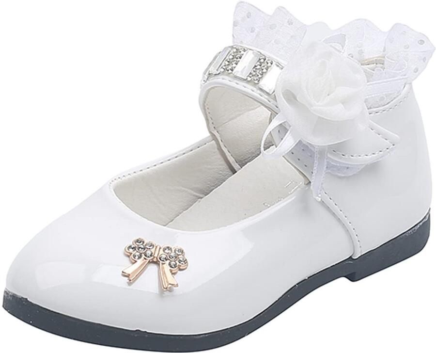 VT Goods Meisjes prinses jurk schoenen Schattige bloem Mary Jane Flats Perfect voor bruiloften Bloemenmeisje schoenen Comfortabel en stijlvo