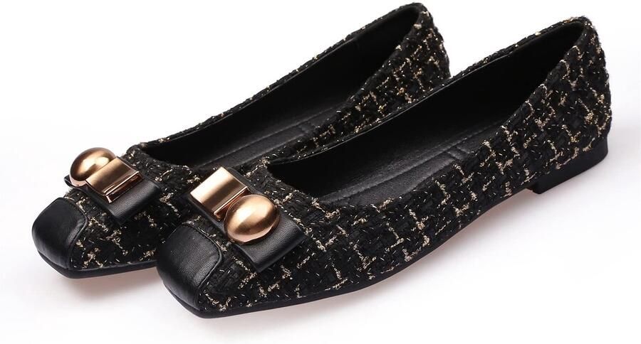 Aladdien Platte Schoenen Casual Flats Comfortabele Slip On Zwart Elegante Ballerina's Modieuze Dames Schoenen Geschikt voor Elke Geleg