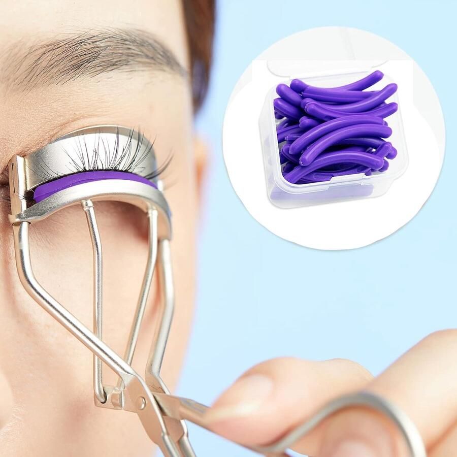 Vulpads 24 stuks wimpertang navulpads siliconen wimpertang reservepads rubberen afdichting met transparante opbergdoos voor universele wimpertang lila