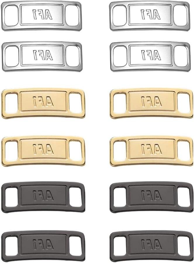 VVGoods Metalen vetergespen voor schoenhangers 12 stuks in zilver goud en zwart DIY decoratie accessoires voor sportschoenen en vrijetijdsschoenen
