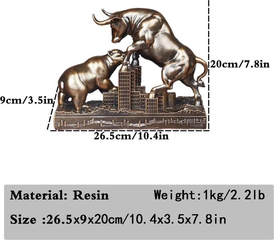 Wall Street Bulle en Beer Figuren Harz Standbeeld deco Figuur Voor kantoor deco beursliefhebber Bull Bear Slag Harz Standbeeld