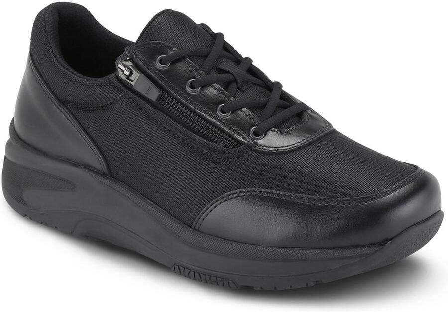 Wallin Lis Flow Mesh leer zwart met rits dames sneaker