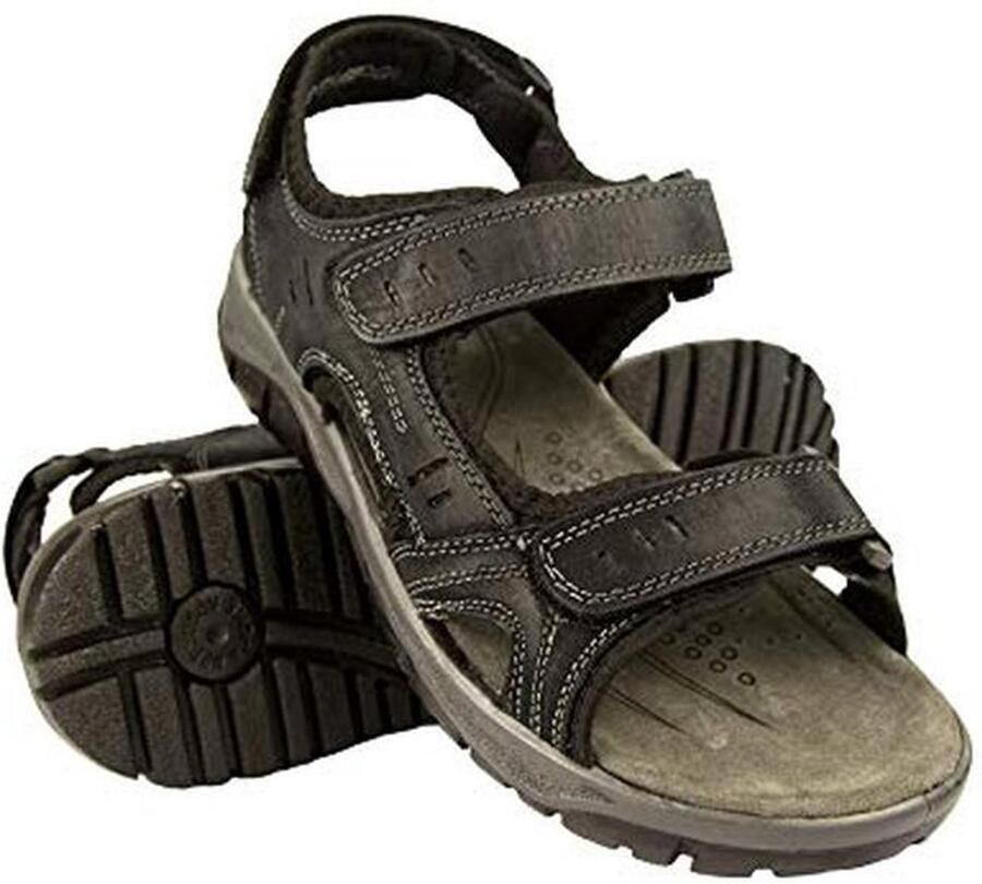 Wandelsandalen voor Outdoor Activiteiten Zwarte Leer Trekking Sandalen Comfortabele Sport Sandalen