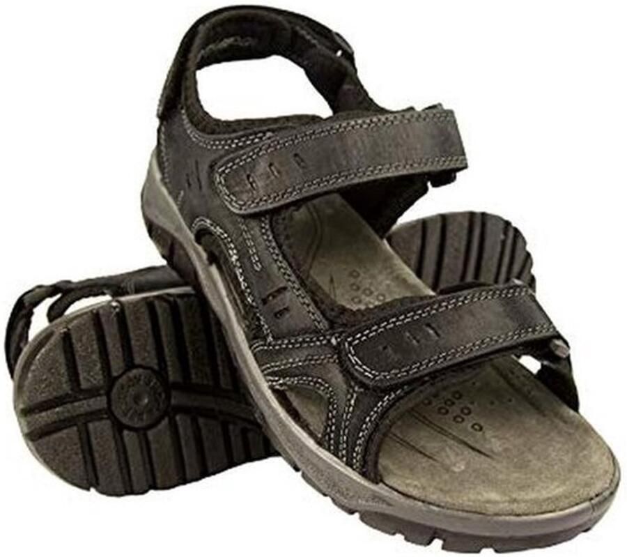 Wandelsandalen voor Outdoor Activiteiten Zwarte Leer Trekking Sandalen Comfortabele Sport
