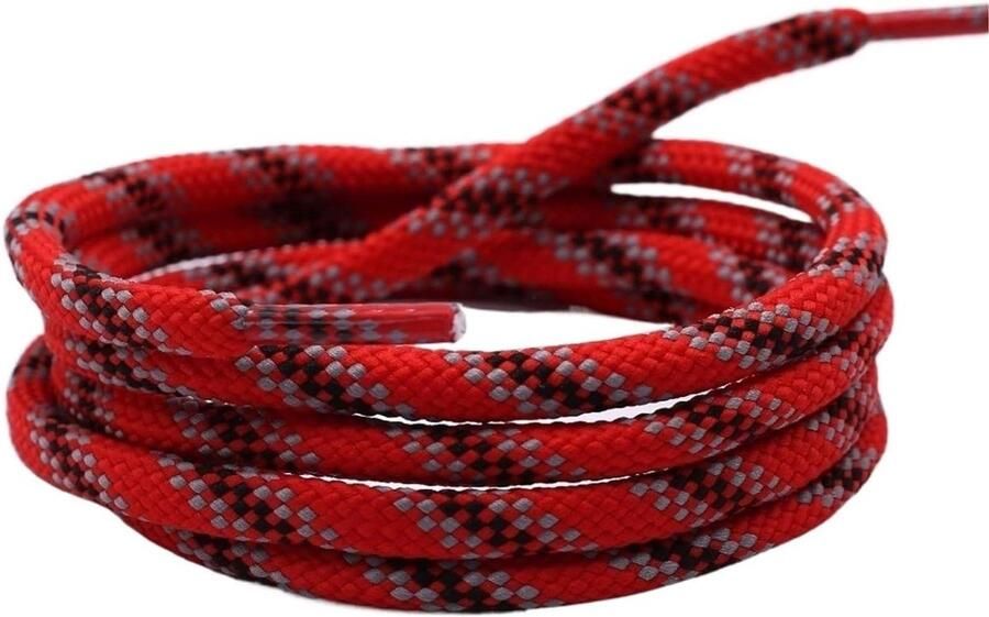 Wandelschoen Veters Ronde Schoenveters Schoenen Vernieuwen Driekleurig Keperstof 6 mm breed Zwart Wit Grijs