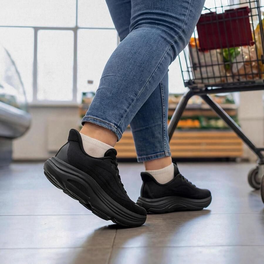 Wandelschoenen dames 40 EU zwart slip-on comfortabele demping geschikt voor gym en training ShopVlot