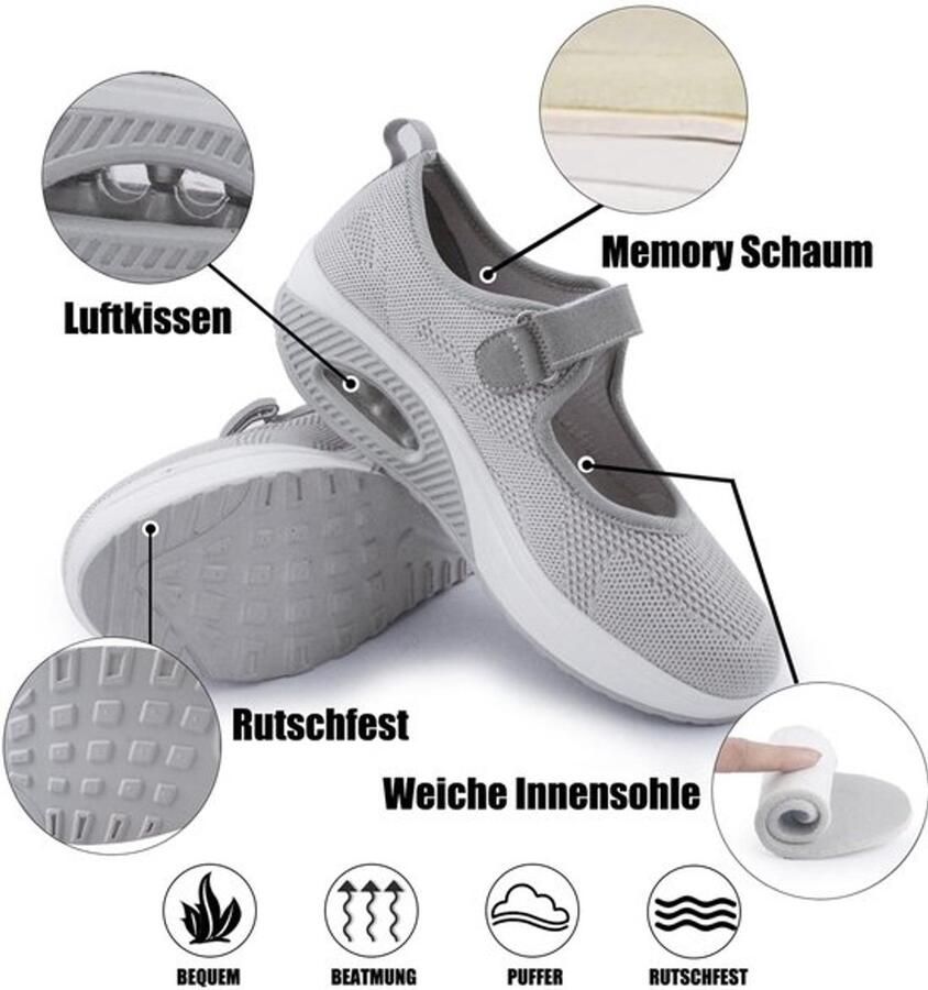 Wandelschoenen Dames Ademend Klittenbandsluiting Licht Traagschuim Luchtkussen Geschikt voor Artritis Diabetes EU Sneakers