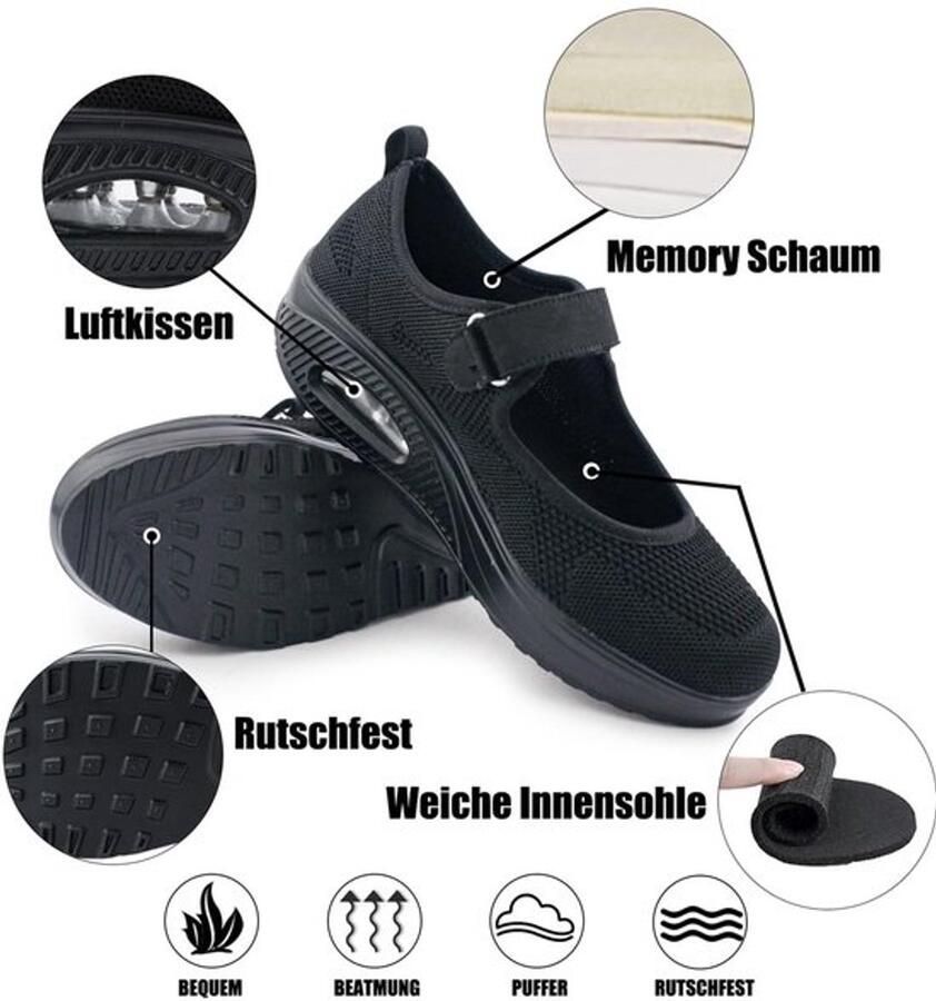 Wandelschoenen Dames Ademend Klittenbandsluiting Licht Traagschuim Luchtkussen Gezondheidsproblemen EU Sneakers