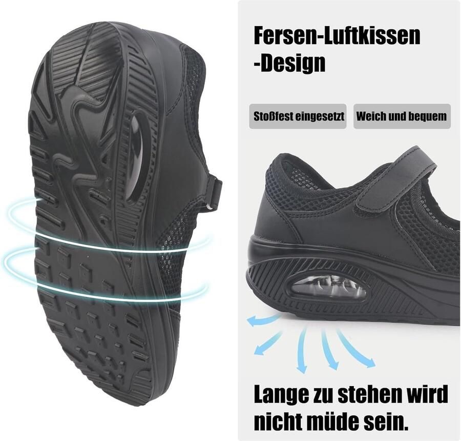 Wandelschoenen voor dames met klittenbandsluiting ademende verpleegstersschoenen licht traagschuim luchtkussen sneakers - Foto 1