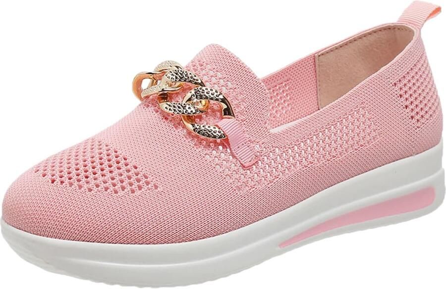 Wandelschoenen voor dames met ronde neus comfortabel plat ademend voor werk winkelen wandelen tuinieren